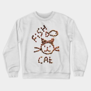 Cat food lined cat's face and fish. Lettering fish and cat. Crewneck Sweatshirt